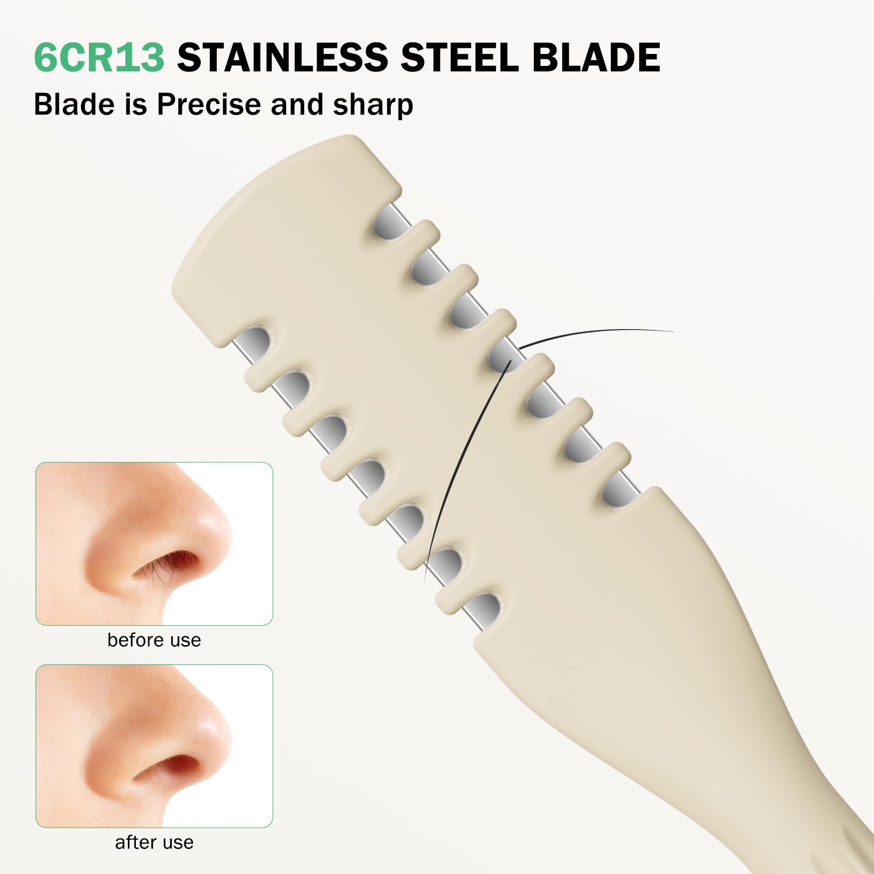 BEZOX Manual Nose Hair Trimmer (Pack of 4) - Rotating Nasal Hair Razor Cutter with Ear Picker for Women and Men - Portable Nostril Hair Remover Tools