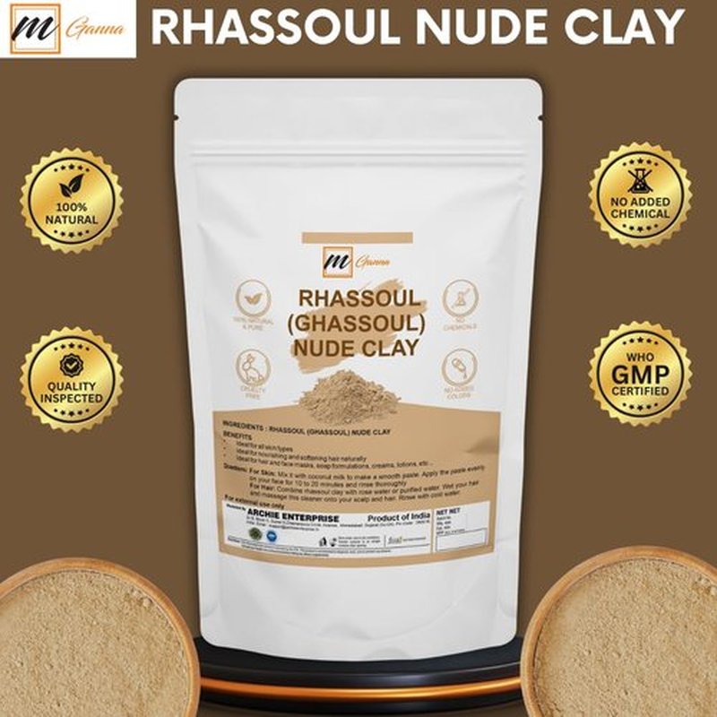mGanna 100% Natural Moroccan Rhassoul Clay Powder/Nude/Ghassoul Lava Clay Powder for Hair Masks, Creams, Face Masks, Scrubs and Soap Making 0.5 LBS / 227 GMS