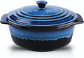 KOOV Ceramic Casserole Dish - 2 Quart Round Baking Dish with Lid, Oven Safe, Reactive Glaze
