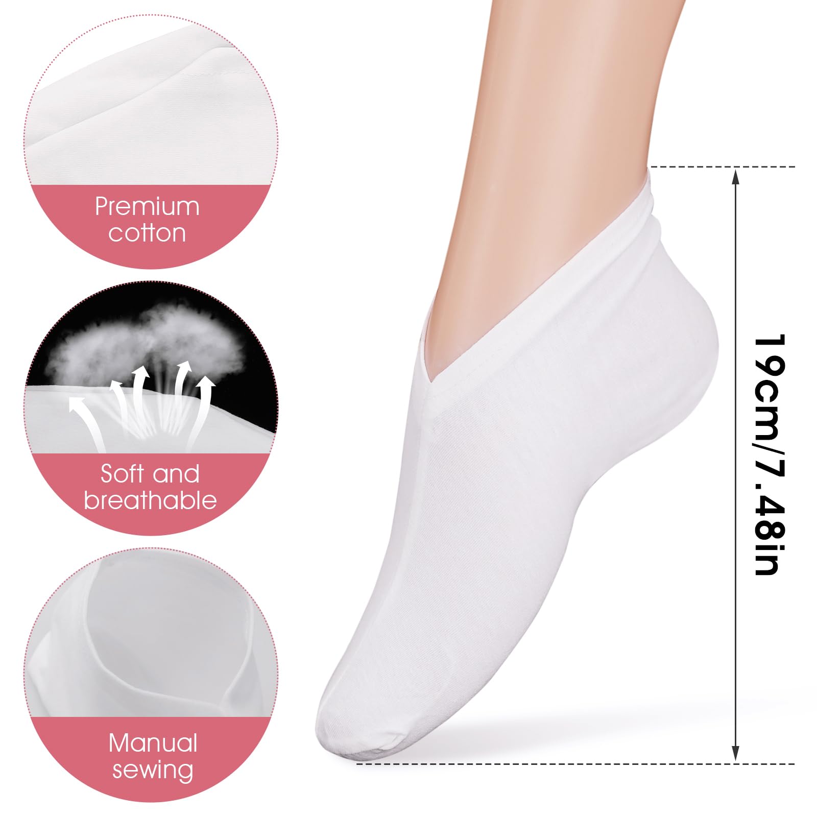 Wanmu 4 Pairs Moisturizing Socks Overnight, Lotion Socks for Dry Feet, Cotton Moisture Enhancing Socks, Soft Spa Absorbing Socks for Foot Care, Cosmetic Therapy Socks for Women and Men