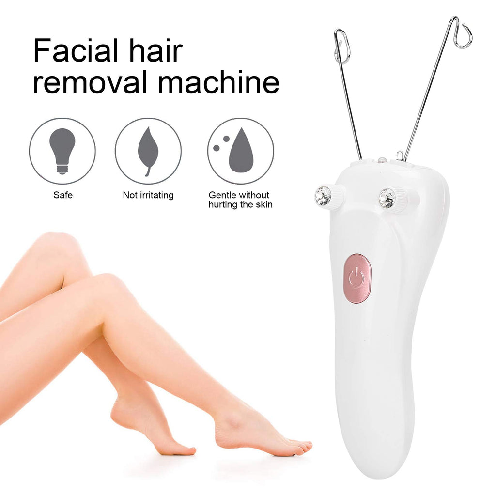 Sunicon Facial Threading Hair Removal, USB Rechargeable Electric Women Cordless Facial Threading Epilator Ladies Beauty Epilator Trimmer Cotton Threading Tool for Body Facial Pull(Pinks)