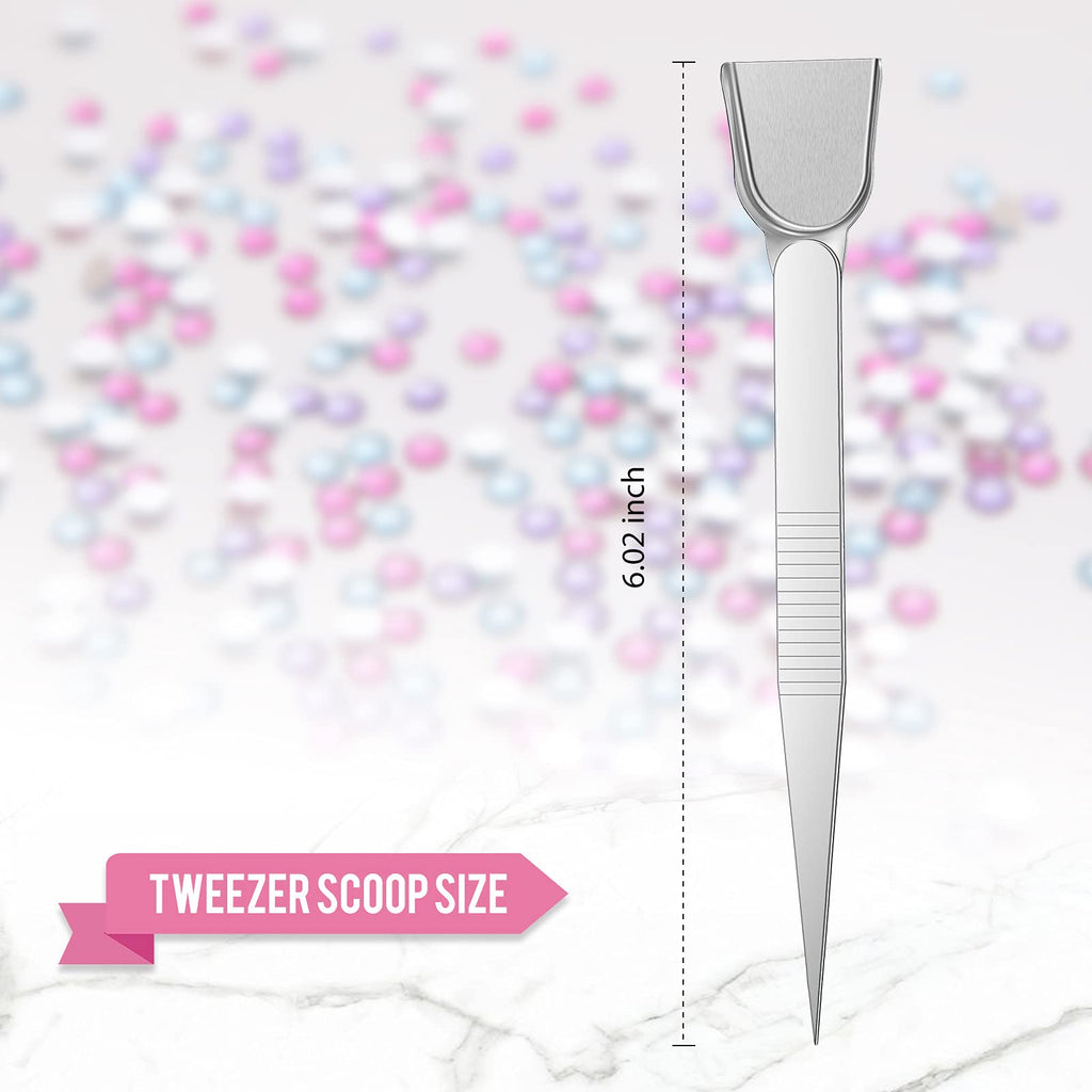 Honoson 5 Pcs Bead Scoop Set Craft Jewelry Bead Diamond Scoop Set Diamond Tweezer with Scoops and Mini Shovel Handy for Pearls Gemstones Rhinestones Pick up Sorting Tools Supplies