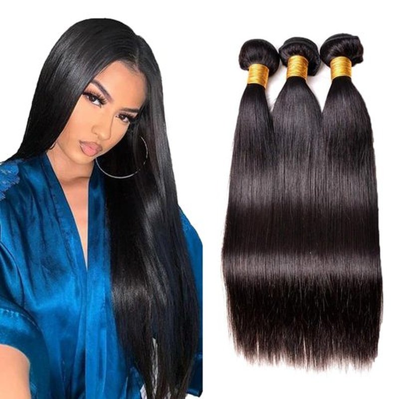 26 28 30 Inch Straight Human Hair Bundles Mixed Length Brazilian Virgin GveoXvo Straight Bundle Hair Extensions