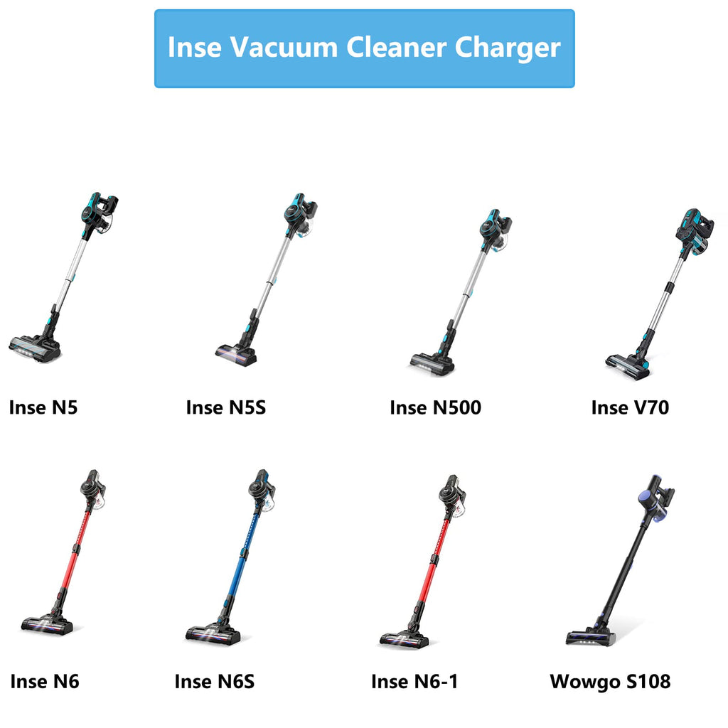 VHBW Charger for INSE Cordless Vacuum Charger Fit with Inse N5S N5 N6 N6S V70 N6-1 N6-2 AC, Power Cord for Wowgo S108, Replacement Power Adapter Deik VC-1518-US Cordless Vacuum 5.9FT