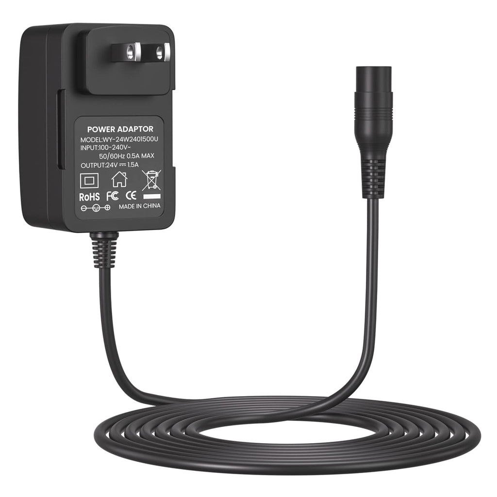 CGGXJP 24V 1500mA Electric Scooter Fast Battery Charger Replacement for Razor E100 E200 E300 MX350, 3-Prong Inline Female Power Cord for Dirt Quad, Pocket Mod, Sports Mod, Go Kart
