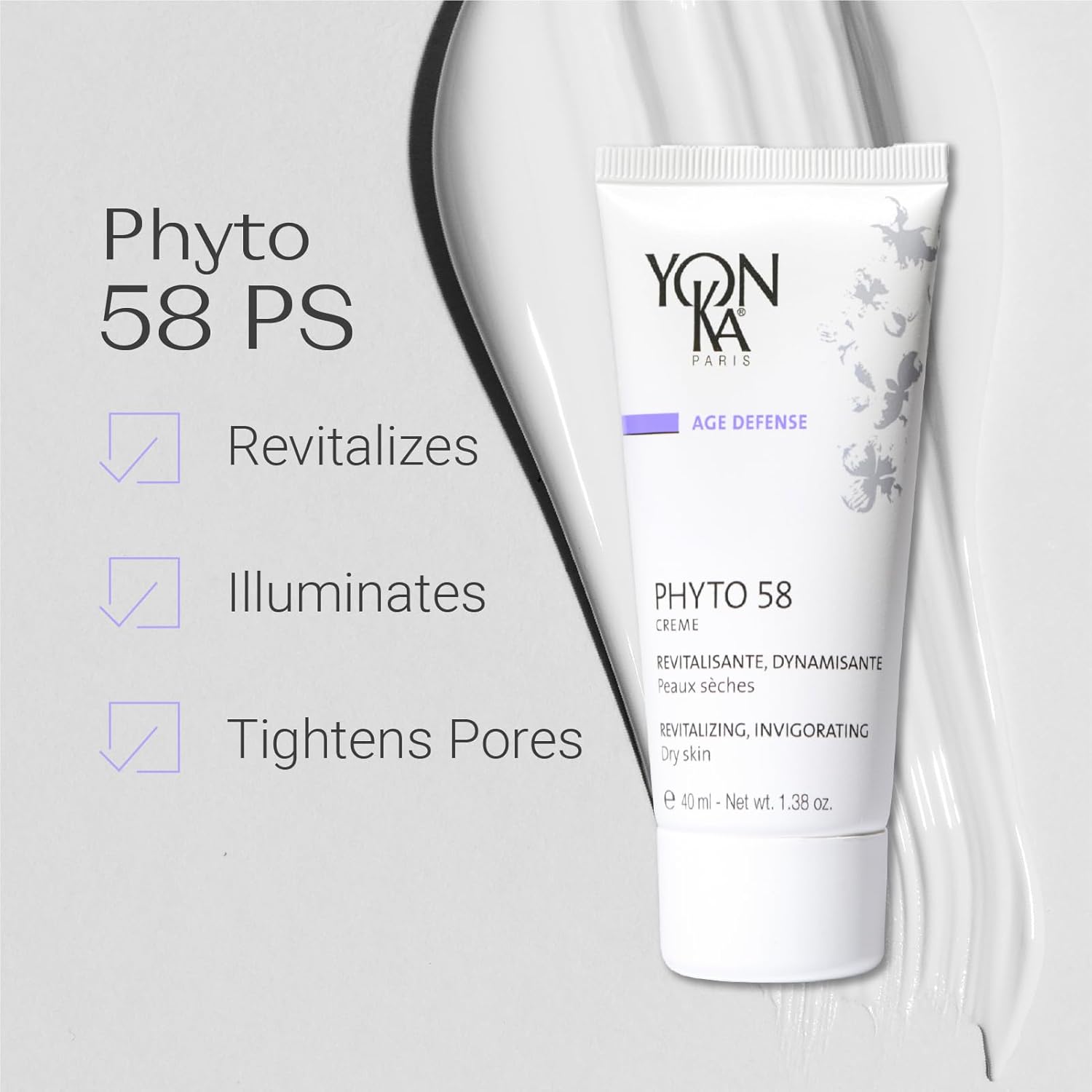 Yonka Phyto 58 PS Night Cream - Anti-Aging Vitamin E Face Moisturizer for Dry Skin | 1.73 oz