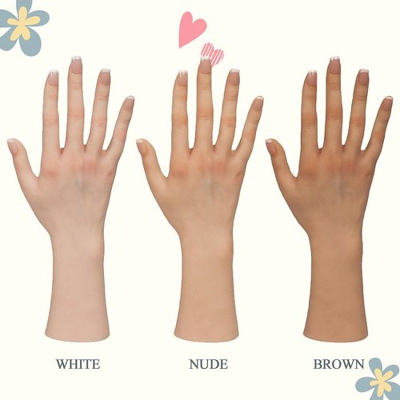 CUAIBB Realistic Female Silicone Hand Mannequin Hand Model Fake Hand with Skeleton for Manicurist Reusable Acrylic Nails Art Practice Jewelry Display - White Left Hand