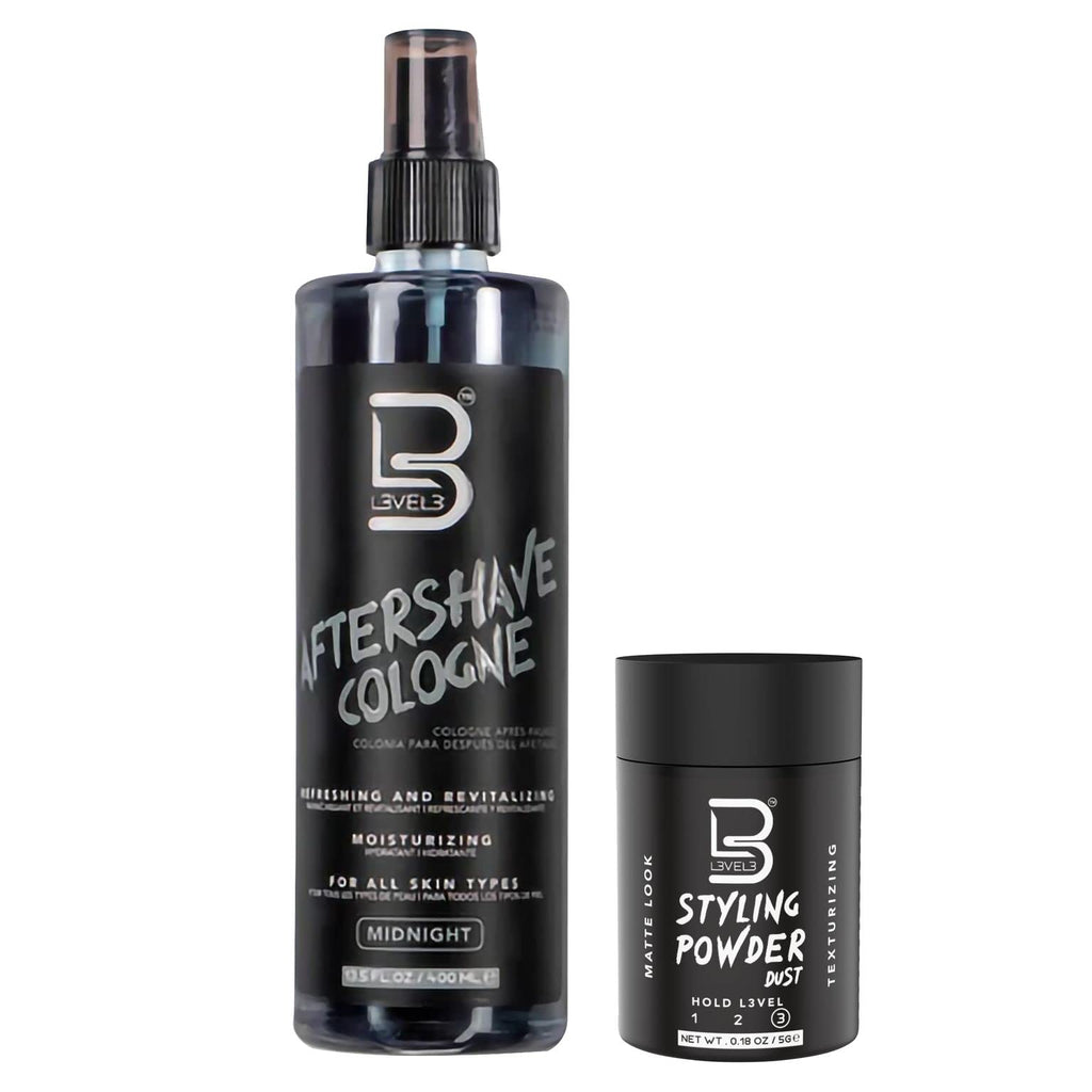 L3 Level 3 After Shave Spray Cologne - Softens Skin - Refreshes and Relieves Face and Skin - Styling Powder Included (Midnight)