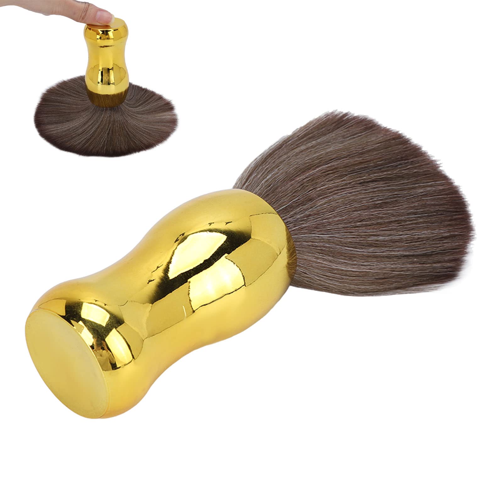 Professional Barber Neck Duster Brush, Soft Nylon Hair Cleaning Brush for Haircutting, Salon & Barbershop Hair Sweeping Brush for Face, Neck & Shoulders Gold