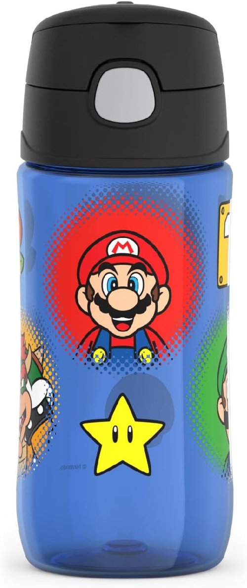 THERMOS FUNTAINER 16 Ounce Hydration Bottle - Durable Plastic with Spout | Mario Design
