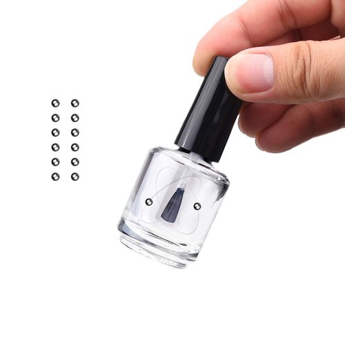 Empty Nail Polish Bottles with Dupont Brushes - Set of 6 - Clear Transparent Glass - Including Funnels (for Easy Filling) and Mixing Balls (for Better Mixing Results) - Make Your Own Nail Polish