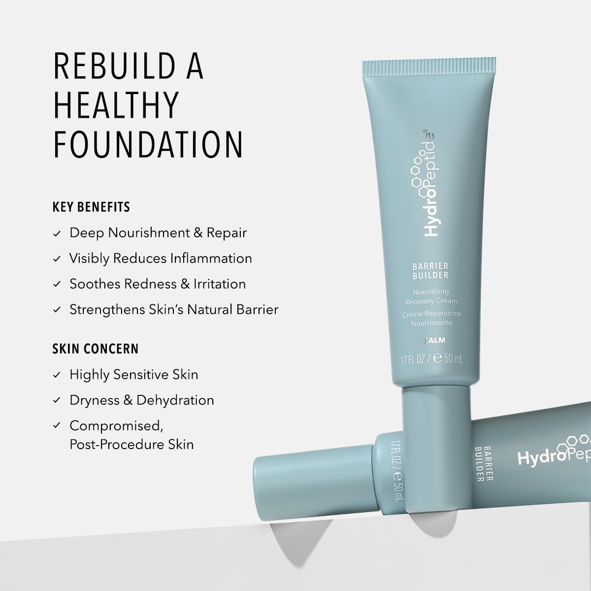 HydroPeptide Barrier Builder, Reparative Nourishing Therapeutic Face Cream, 1.7 Ounce