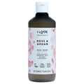 I LOVE Naturals Rose & Argan Body Wash - Moisturizing Plant-Based Cleanser - Infused with Essential Oils - 16.9 oz
