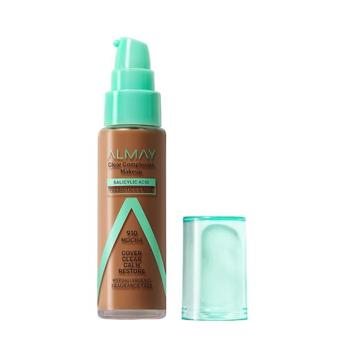 Almay Clear Complexion Acne Foundation - Medium Coverage, Soft Matte Finish, 910 Mocha, 1 fl oz