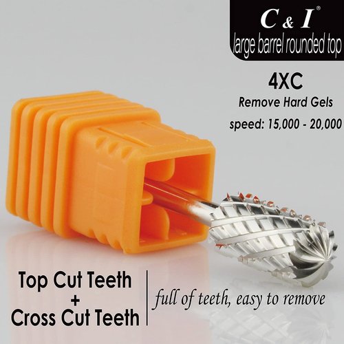C & I Rounded Top Nail Drill, Large Barrel Edition, E-File Head for Nail File Machines, Design for Quick Remove Gel Nails (Ultra Coarse -4XC)