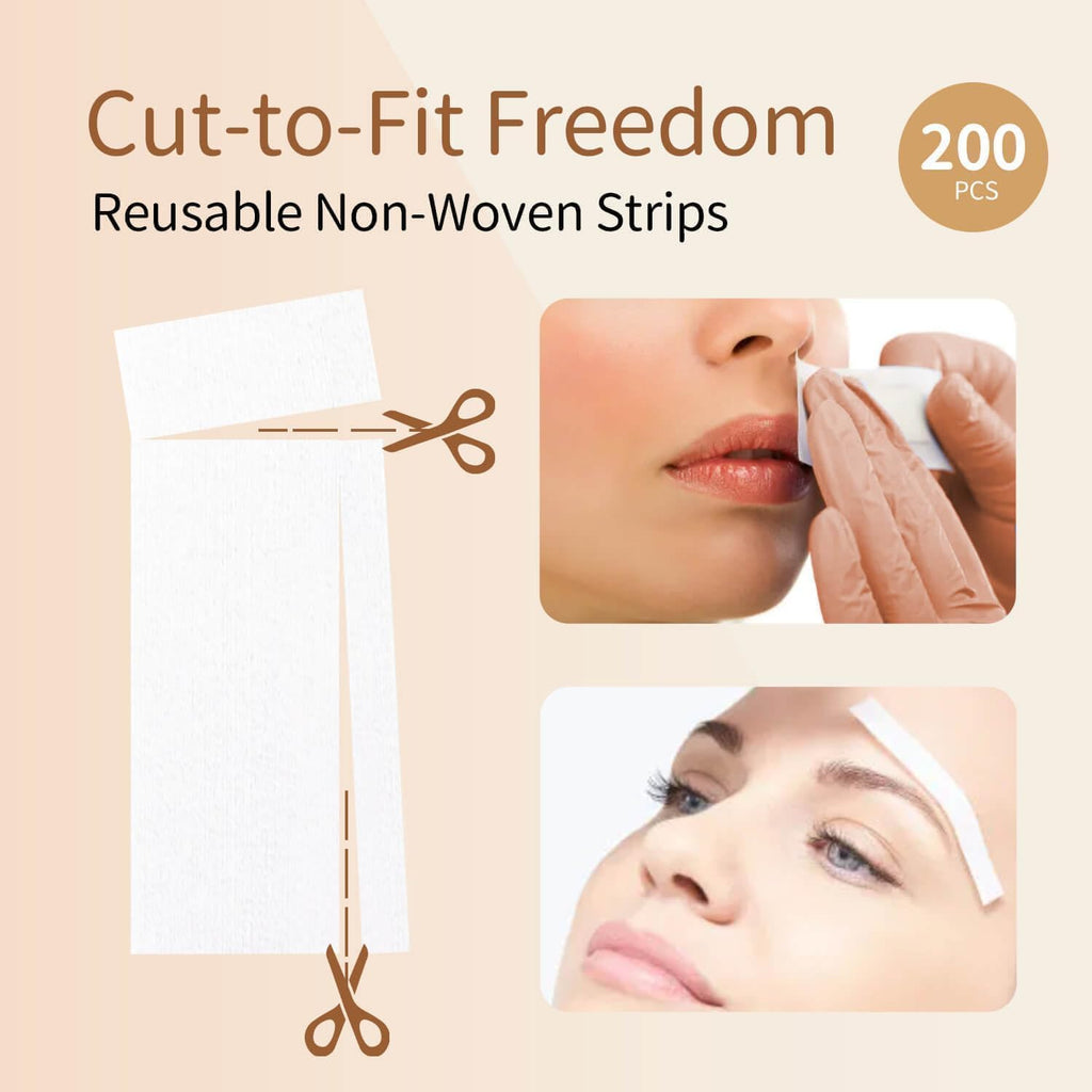 iSalonSupplies 200 Pcs Professional Non Woven Wax Strips for Hair Removal - Works with Wax Beads, Soft Wax & Roll On Wax - Tear-Resistant, Skin-Friendly & Reusable Strips for Legs, Face, Back, Arms