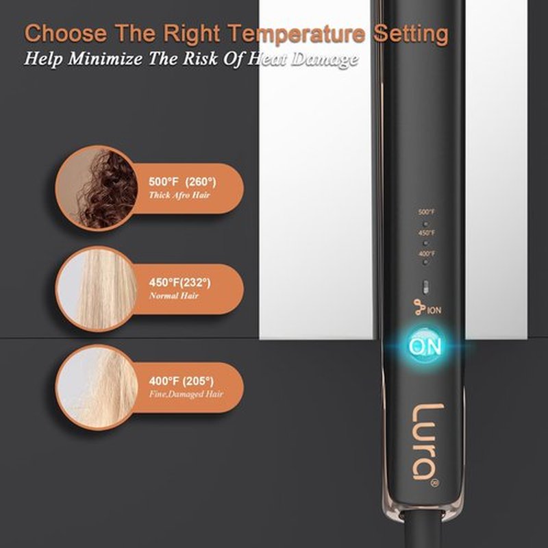 Negative Ion Nano Titanium Flat Irons for Black Women Hair,LURA Dual Voltage Hair Straighteners for Women,1 Inch Professional Hair Straightener and Curler 2 in 1 with 5D Floating Plate