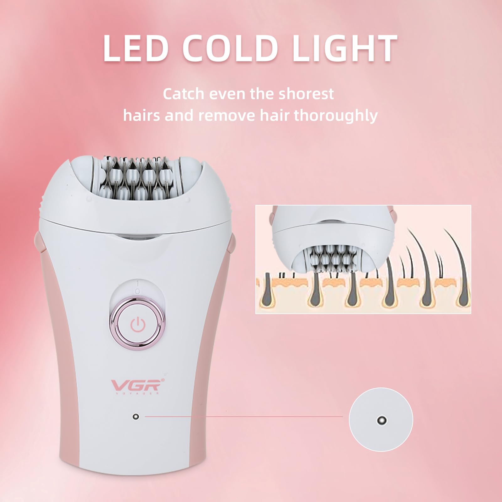 Glabrouse Skin Smooth Glide Epilator for Women,Facial Epilator for Women,Cordless Face Hair Remover with Light,Hair Rmoval for Face Bikini Legs, Body Removal Device