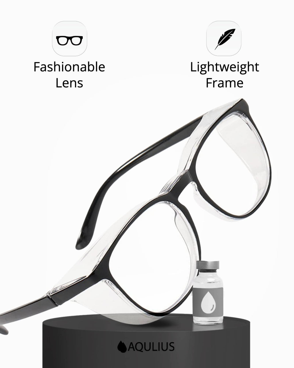 Aqulius Safety Glasses & Goggles 2-Pack - Anti-Fog Safety Glasses - Wraparound Eye Protection for Shooting - Protective Goggles for Woodworking & Fishing - Black/Clear, Pack of 2, Unisex Adult