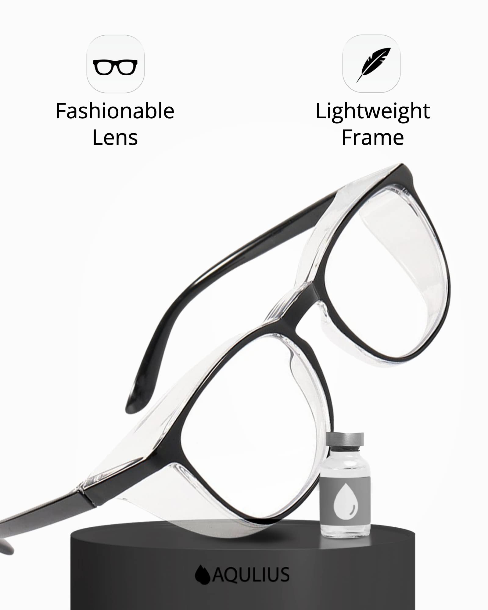 Aqulius Safety Glasses & Goggles 2-Pack - Anti-Fog Safety Glasses - Wraparound Eye Protection for Shooting - Protective Goggles for Woodworking & Fishing - Black/Clear, Pack of 2, Unisex Adult