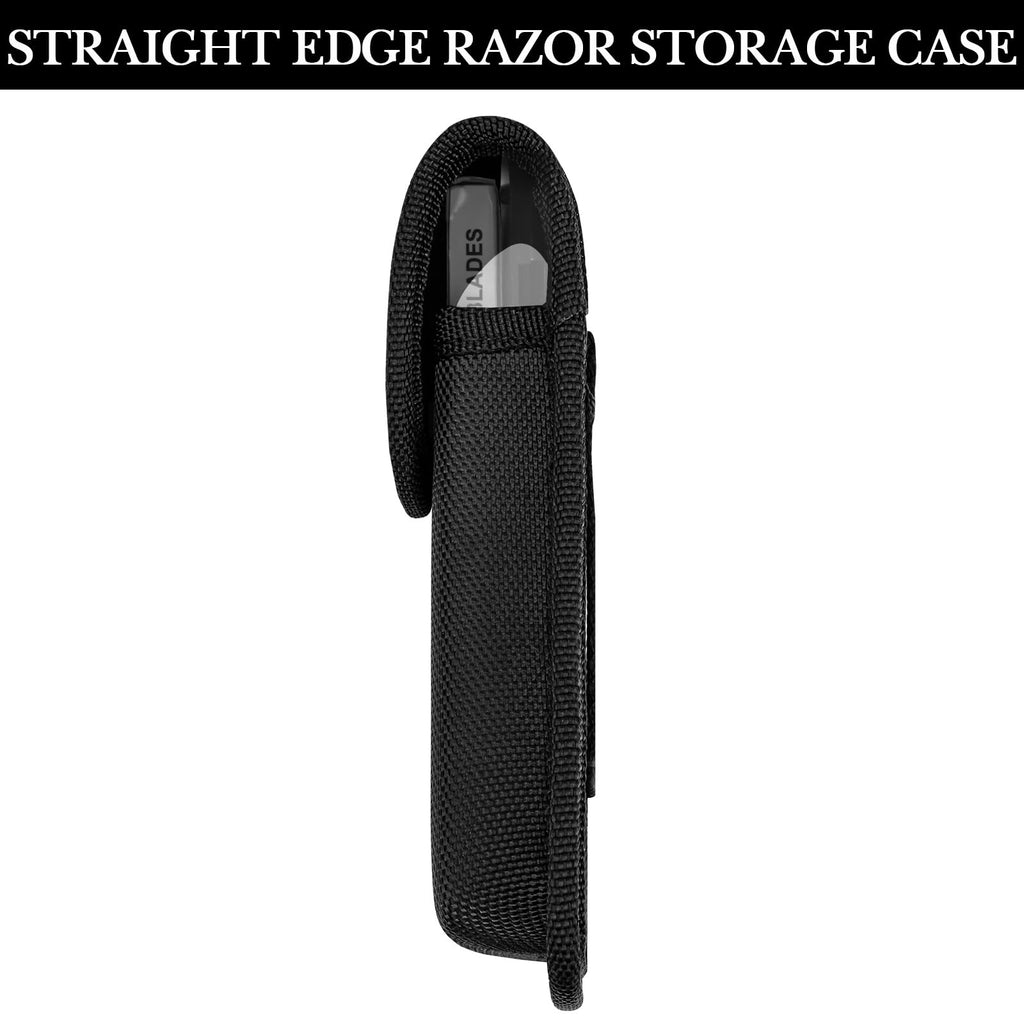 Linkidea 2 Pack Straight Razor Case, Nylon Travel Pouch for Barber Folding Shavette & Manual Razors, Protective Holder Bag (Black/Empty Case Only)