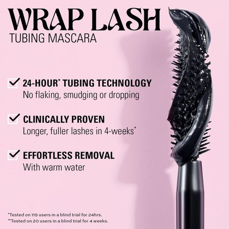 Revolution Beauty London Wrap Lash Tubing Mascara - Smudge-Proof & Water-Resistant, Vegan, Black, 0.28 fl oz