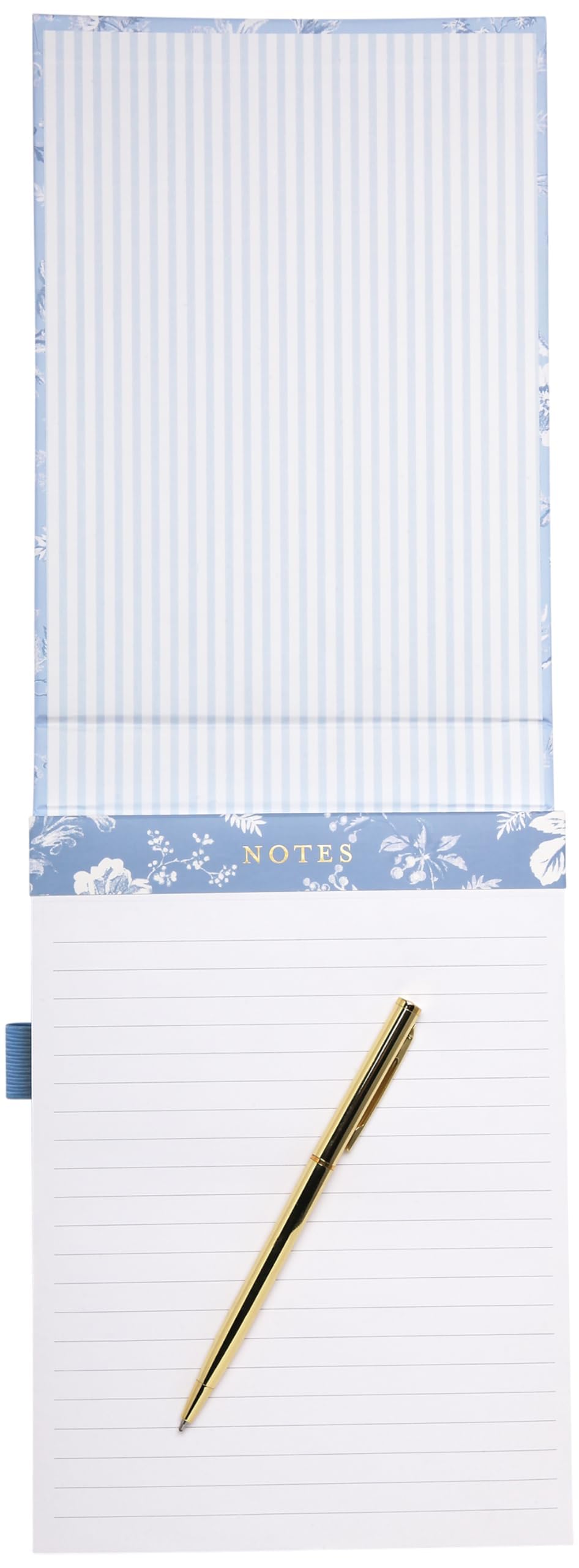 Laura Ashley Heirloom Cottage Flip Pad with Pen – 6x8.25 Inch Thick Notepad, Sturdy Hardcover, Lined Perforated Pages, Elastic Pen Holder, Elegant Writing Pad