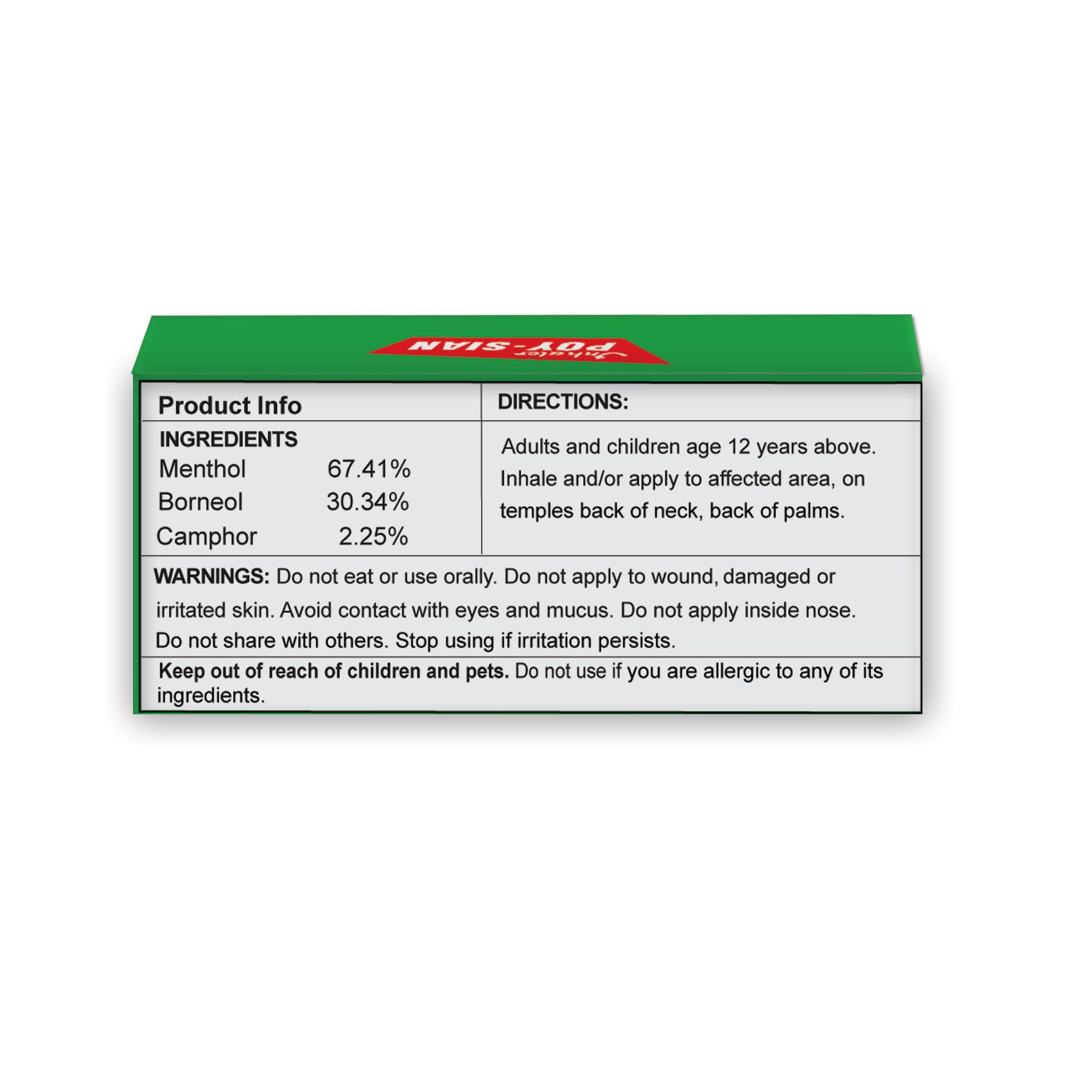 POY-SIAN Thai Pim-Saen Cotton Nasal Inhaler 8 ml (Pack of 3)