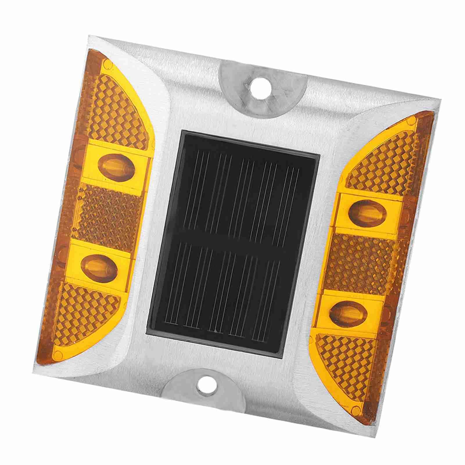 Dioche 2-Sided Reflector Road Pavement Marker, Road Emergency Aluminum Reflector with LED Flashing Security Accessories