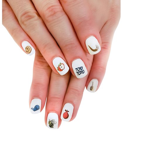 Rite Lite Rosh Hashanah Nail Decals High Holidays Manicure Nail Decor Jewish New Year Holiday Party Favors Gifts Shana Tova Judaica Presents for Her Hostess Decor Accessories Set of 44 Nail Decals