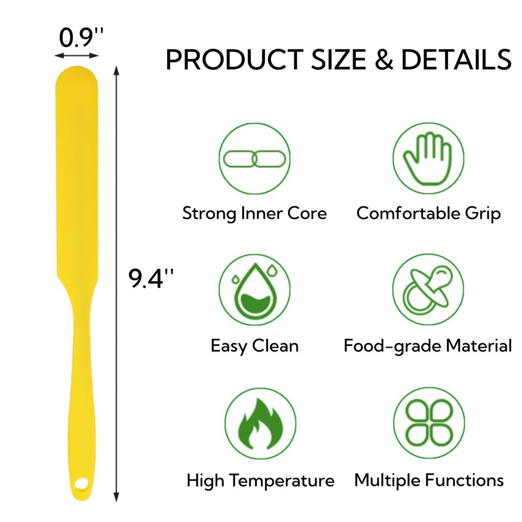 Nagpew 12 Pieces Silicone Jar Spatula, Heat-resistant Jar Scraper Bulk with Long Handle, 9.4 Inch Non-stick Cream Jam Spreader Narrow Kitchen Gadget for Butter, Cake, Blender, Dough