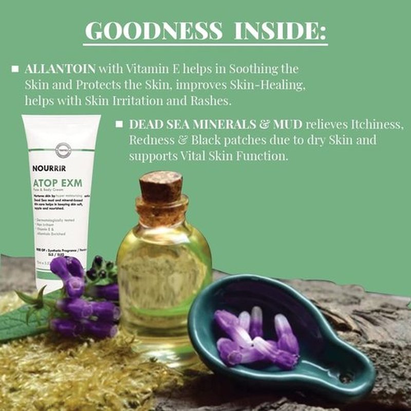 NOURRIR Atop Exm Face & Body Hydrating Moisturizer for Dry to Very Dry, Sensitive Skin| Moisturizer for Deep Nourishment & Hydration| Non-Greasy, Fragrance-Free| Paraben Free | 75 ml