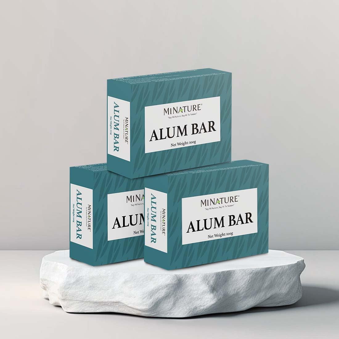 Mi Nature Pure Alum Bar Pack of 3(100g*3)|Natural Phitkari Block |Potassium Alum Stone |Shaving Bar |Skin Astringent |Water Clarifier |Odor Control