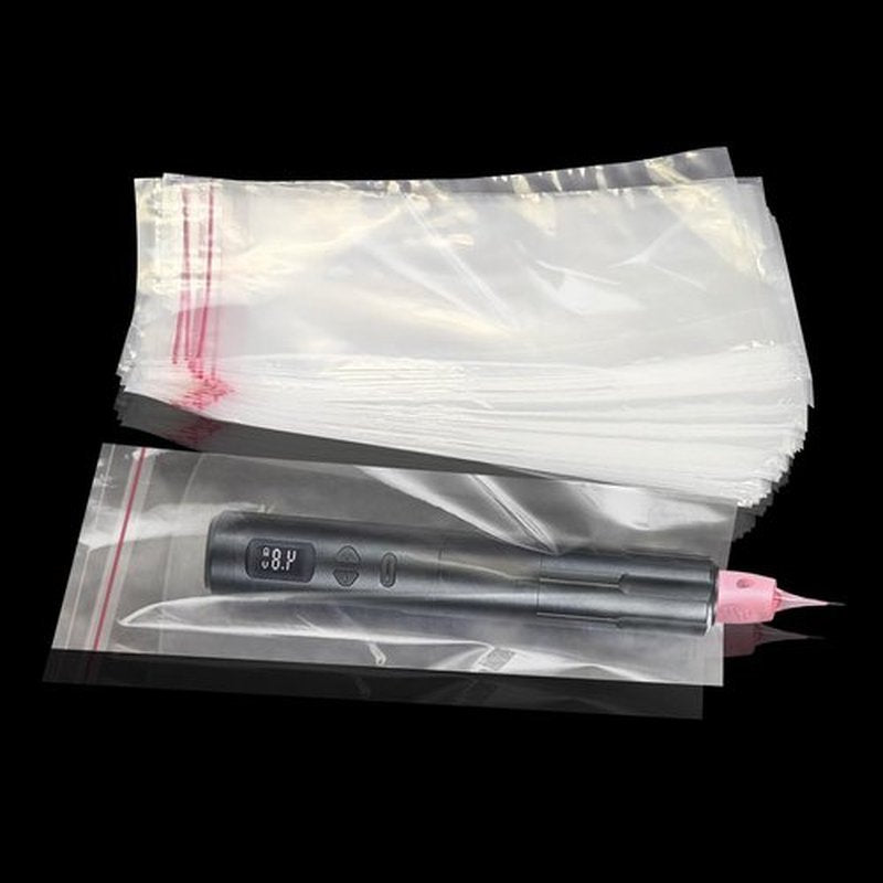 PMUBEAUTY 200Pcs PMU Pen Machine Covers Sleeves Tattoo Machine Protect Film Bag Disposable for Tattoo Cartridge Machine Gun Grips, Derma pen Microneedling (Clear)