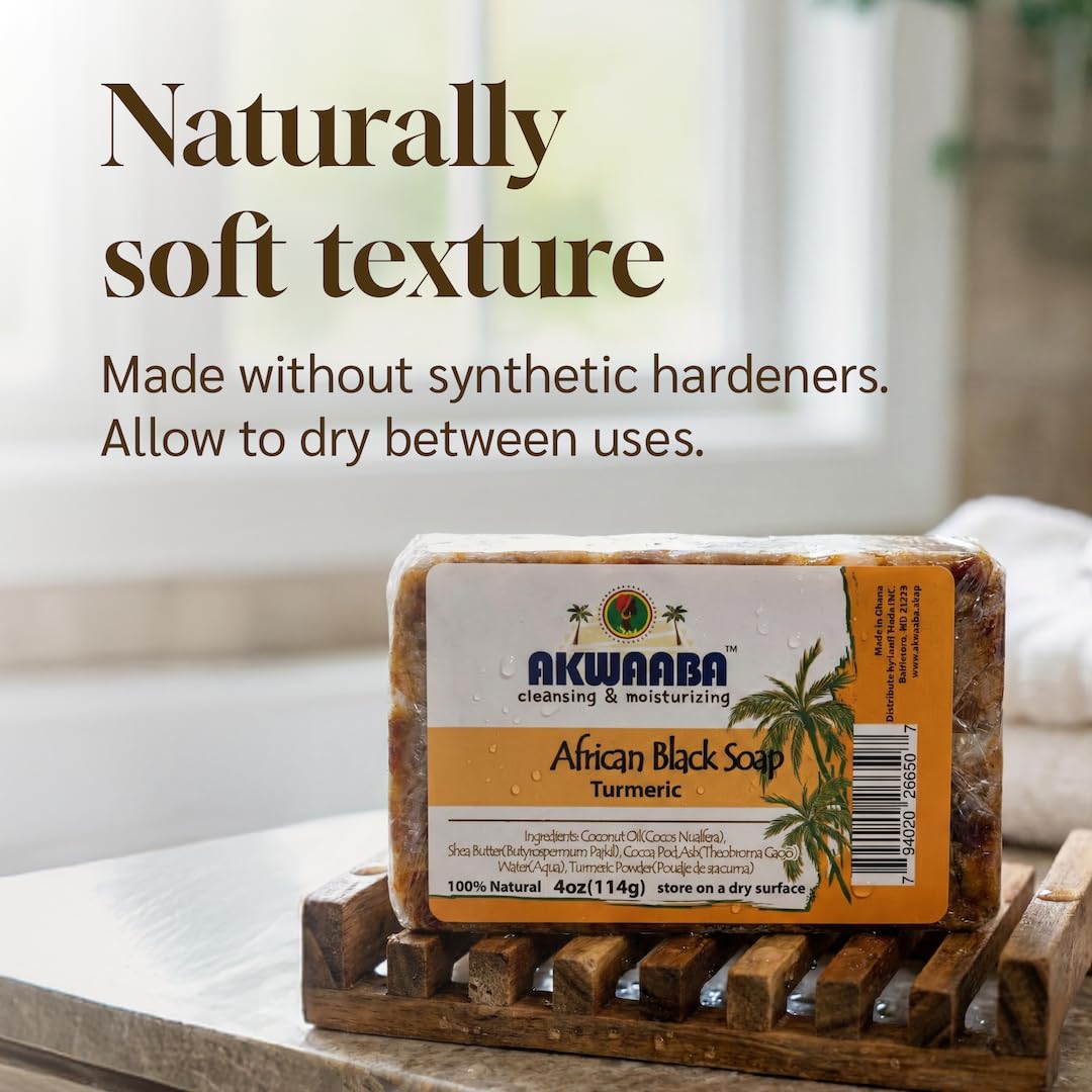 AKWAABA African Black Soap | Honey | Bar Soap | 4 oz | For Face & Body
