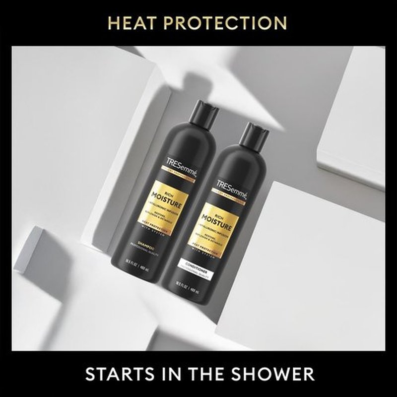 TRESemmé Shampoo and Conditioner Set, Rich Moisture with Hyaluronic Acid – Vitamin-Enriched Hair Products for Dry Hair, Curly, All Hair Types, 16.5 Oz Ea