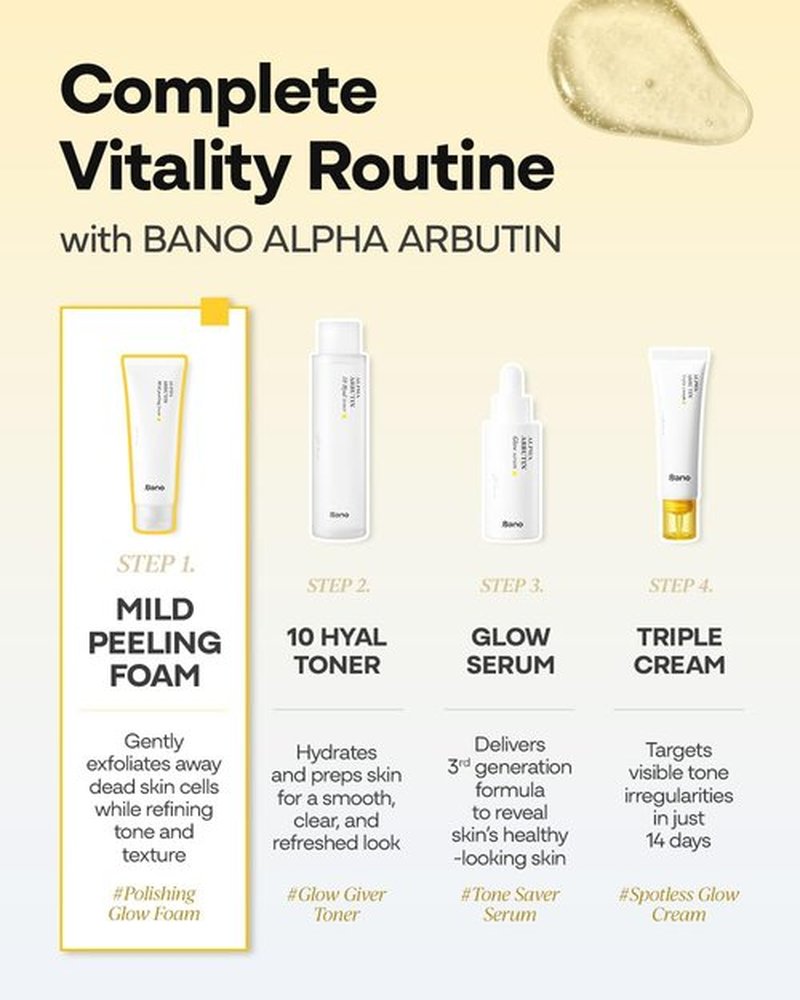 Bano Alpha Arbutin Mild Peeling Foam – PHA LHA Salicylic Acid Exfoliating Cleanser | Glow & Uneven Tone | Korean Skincare for Sensitive Skin | Fragrance-Free | 4.05 fl oz