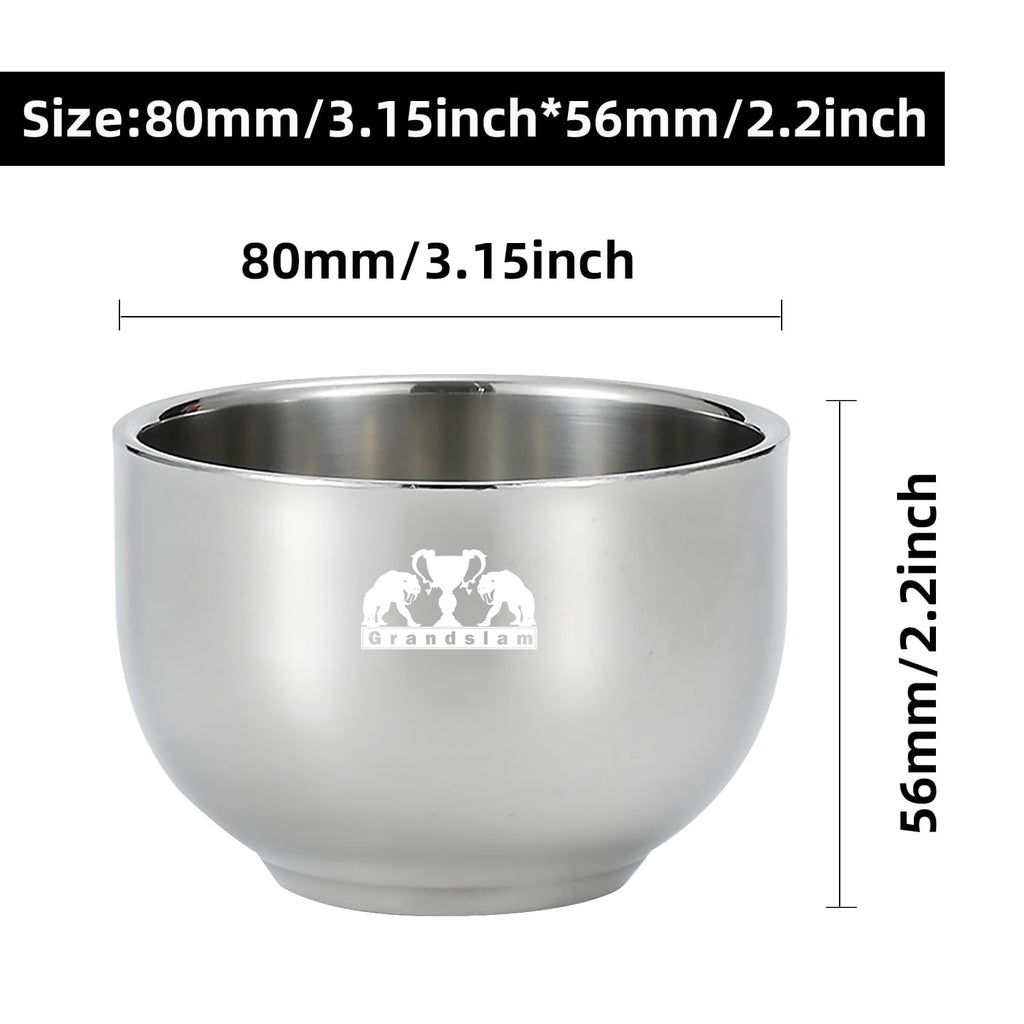 Grandslam Deluxe Shaving Kit for Men, 3 in 1 Shaving Set Includes Shaving Brush, Stainless Steel Shaving Bowl and Razor & Brush Holder, Silver Set