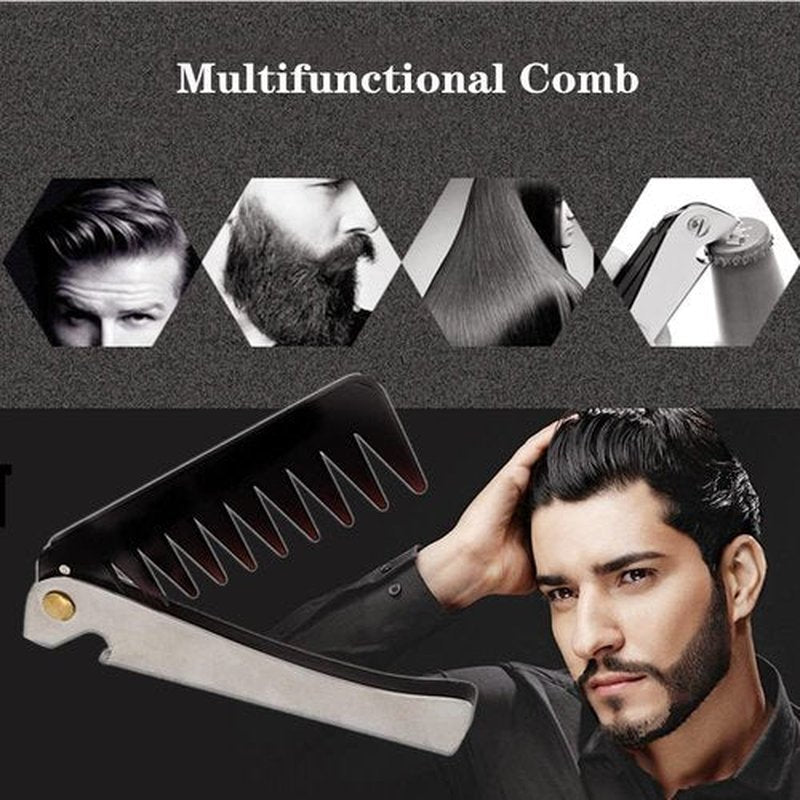 Stainless Steel Folding Pocket Comb - Portable Hair Comb for Styling, Salon & Home Use