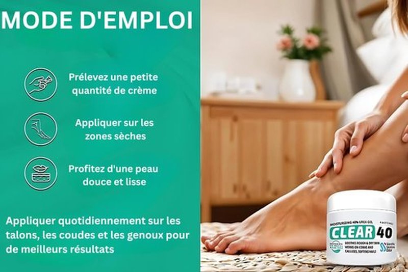 Clear 40, 40% Urea Gel, 8 oz w/Tea Tree & Coconut Oil, Aloe Vera Extract, Works on Calluses & Corns, Moisturizes & Softens Cracked Heels, Feet, Elbows, Hands, Nails, Superior Hydration to Urea Creams