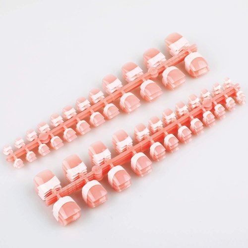 MWOOT 240Pcs Natural French Fake Nails Tips Set, Nail Art Decoration Full Cover Pink White False Nail Tips for DIY Salon Manicure Sticker Tools - S