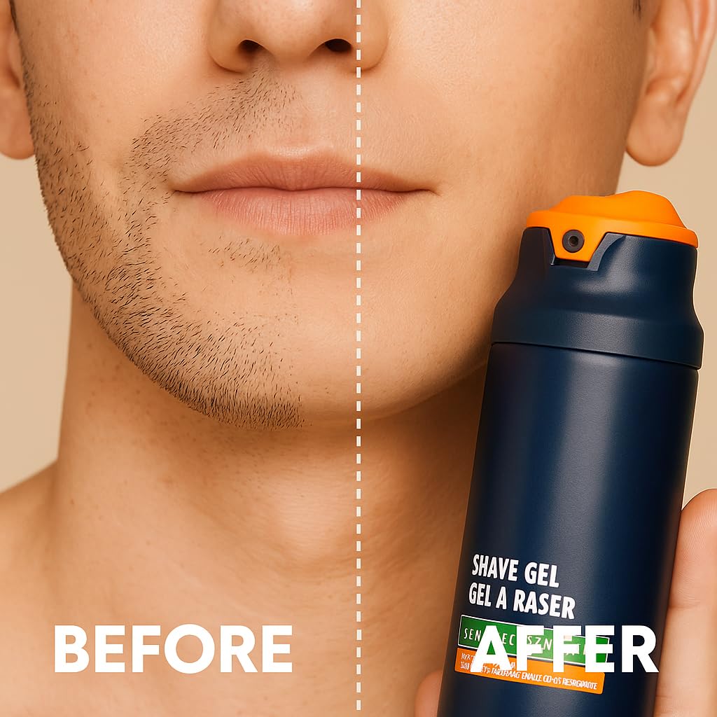 Fragrance-Free Shaving Gel for Men, Sensitive Skin Protection, Smooth Razor Glide, Hydrating Shave Gel with Aloe, 7 oz, Non-Irritating Formula