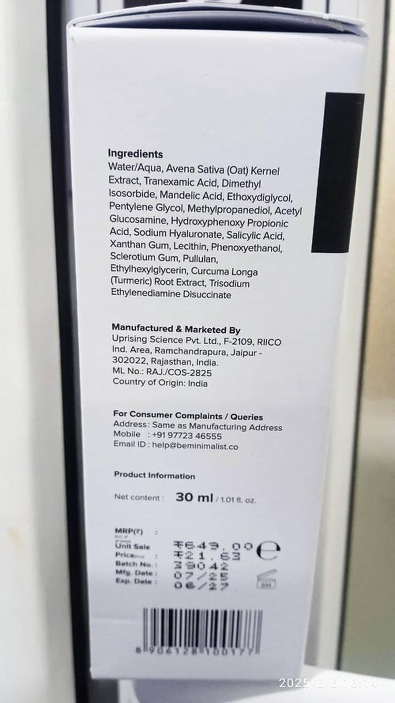 Tranexamic Acid 3% Face Serum by Minimalist - Brightens Melasma & Dark Spots | Unisex | 1 Fl Oz / 30 ml