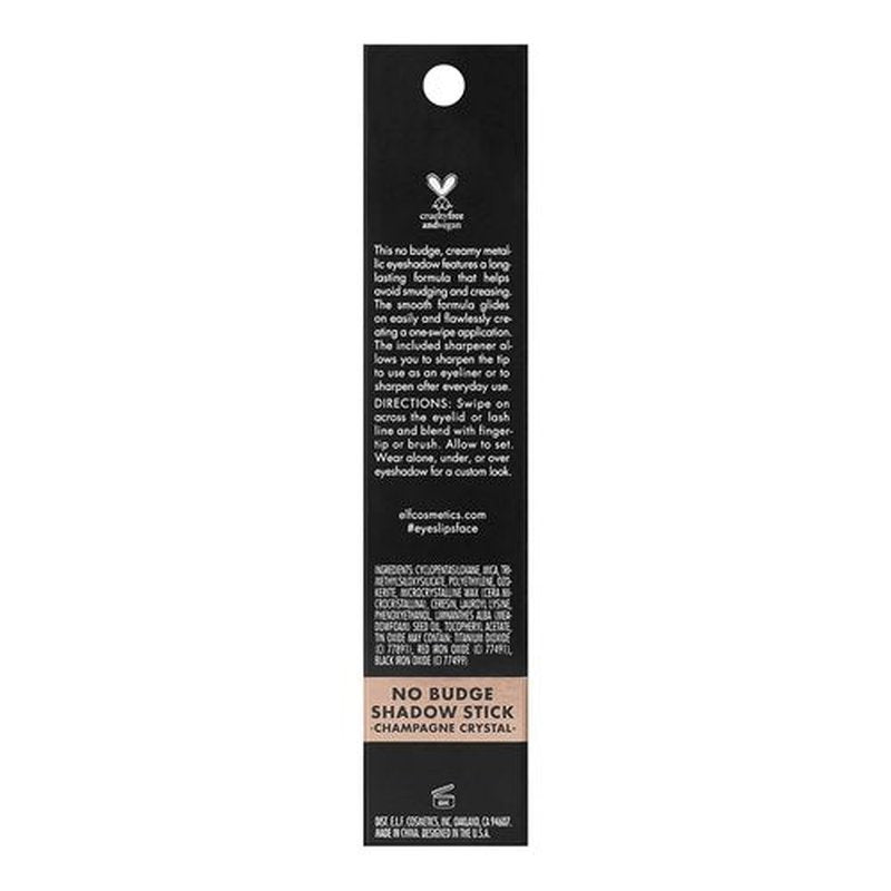 e.l.f. No Budge Shadow Stick - Long-Lasting Cream Eyeshadow in Champagne Crystal | High-Pigment & Vegan