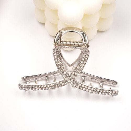 2 Pcs Medium Rhinestone Claw Clips For Women, Gold and Sliver Metal Elegant Hair Clip For Thick Hair, Girls Decorative Sparkly Dressy Hair Clips (Style 1)