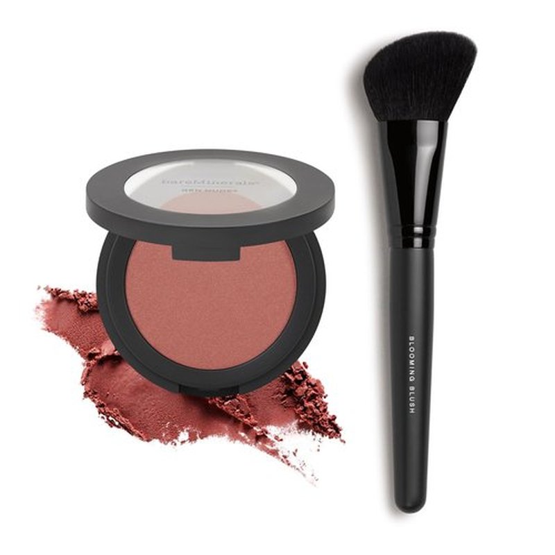 bareMinerals Gen Nude Powder Blush - Mineral-Based Pressed Powder + Blooming Blush Brush Set
