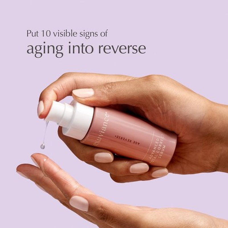 EXUVIANCE AGE REVERSE+ Advanced Total Correct Firming Antiaging Face Serum - For Fine Lines and Deep Wrinkles - Hydrates, Brightens & Evens Skin Tone with Peptides, Hyaluronic Acid and PHA, 1 Fl Oz
