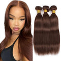 Raivide Color #4 Bundle Chocolate Brown Straight Human Hair Bundles Color #4 Dark Brown Straight Bundles Human Hair 16 18 20 Inch