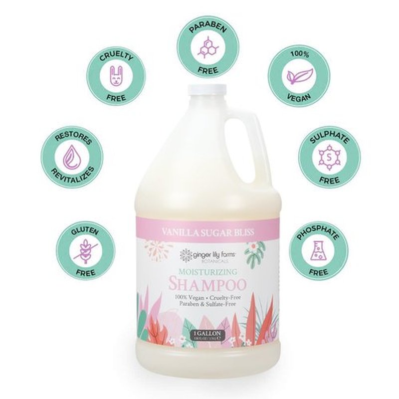 Ginger Lily Farms Botanicals Moisturizing Shampoo - 100% Vegan & Cruelty-Free, Vanilla Sugar Bliss | 1 Gallon Refill