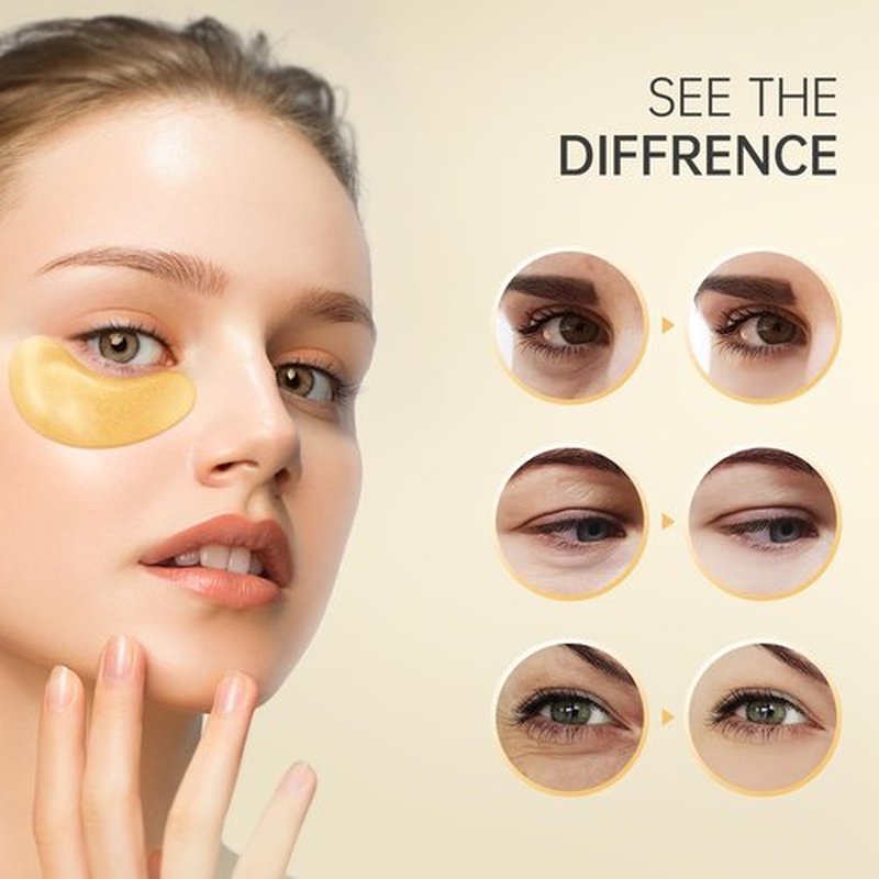 REDANHA 30 Pairs 24K Gold Under Eye Patches Face Masks Dark Circles Puffy Eye Bags Collagen Skincare Spa Trip Eye Mask Gift